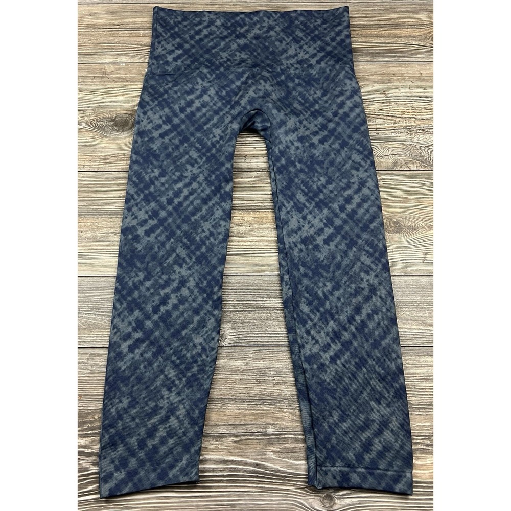SPANX Leggings Womens 1 XL Look at Me Now Seamless Blue Tie Dye Tummy Control